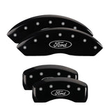 MGP 4 Caliper Covers Engraved Front & Rear Oval Logo/Ford Black Finish Silver Char 2017 Ford Fusion - 10244SFRDBK