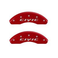 MGP 4 Caliper Covers Engraved Front & Rear 2015 Honda Civic Red Finish Silver Characters - 20222SCIVRD