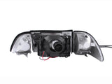 ANZO 1987-1993 Ford Mustang Crystal Headlights Black w/ Corner Lights 2pc - 121192