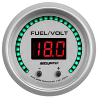 Autometer 52.4mm Silver Switchable 0-100 Fuel Level/8-18V Voltmeter Ultra-Lite Elite Digital Gauge - 6709-UL