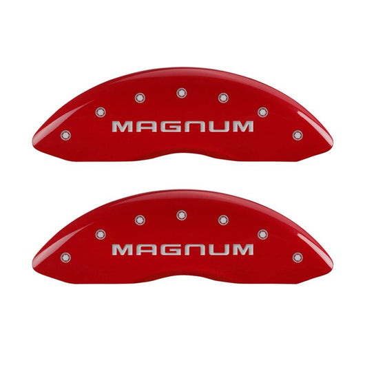 MGP 4 Caliper Covers Engraved Front & Rear Magnum Red finish silver ch - 12001SMGMRD