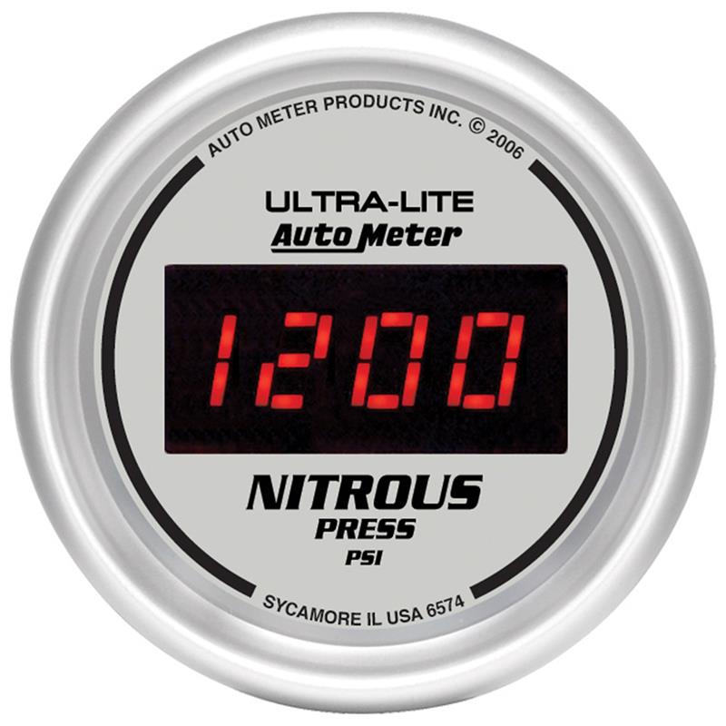 Autometer Ultra-Lite 2-1/16in 1600 PSI Digital Nitrous Pressure Gauge - Silver - 6574