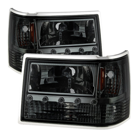 Xtune Jeep Grand Cherokee 93-98 1Pc Crystal Headlights Smoke HD-ON-JGC93-1PC-LED-SM - 5017673