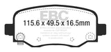 EBC 15+ Chrysler 200 2.4 Redstuff Rear Brake Pads - DP33031C