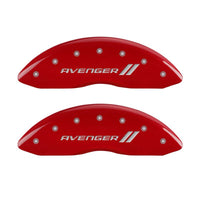 MGP 4 Caliper Covers Engraved Front & Rear With stripes/Avenger Red finish silver ch - 12192SAV1RD