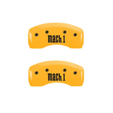 MGP 4 Caliper Covers Engraved Front & Rear Mach 1 Yellow Finish Black Char 2004 Ford Mustang - 10017SMCHYL