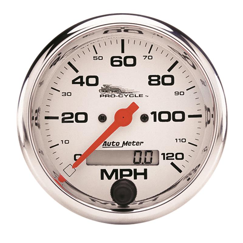 Autometer Pro-Cycle Gauge Speedo 3 3/4in 120 Mph Elec White - 19351