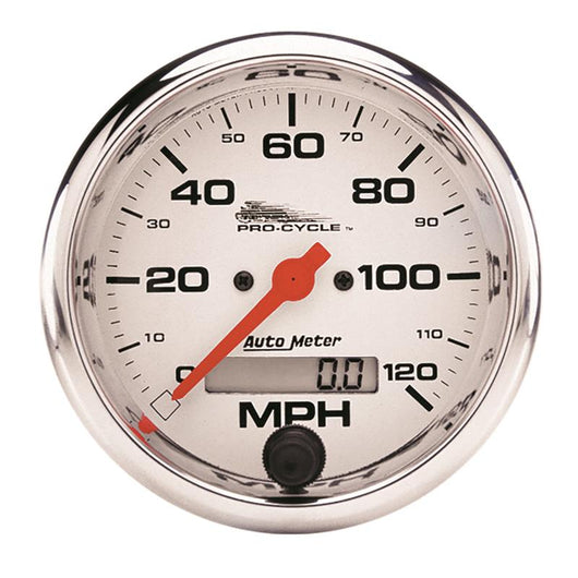 Autometer Pro-Cycle Gauge Speedo 3 3/4in 120 Mph Elec White - 19351