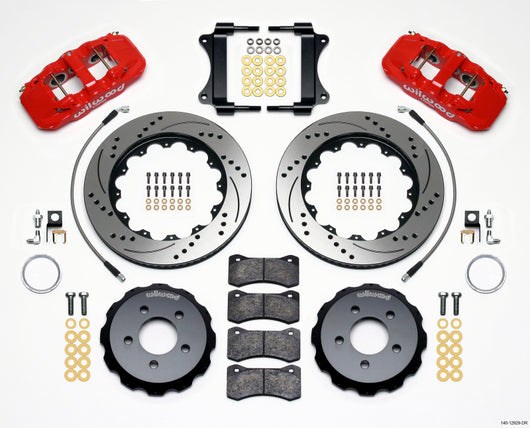 Wilwood AERO6 Front Hat Kit 14.25 Drilled Red 2008-2009 Pontaic G8 w/Lines - 140-12929-DR