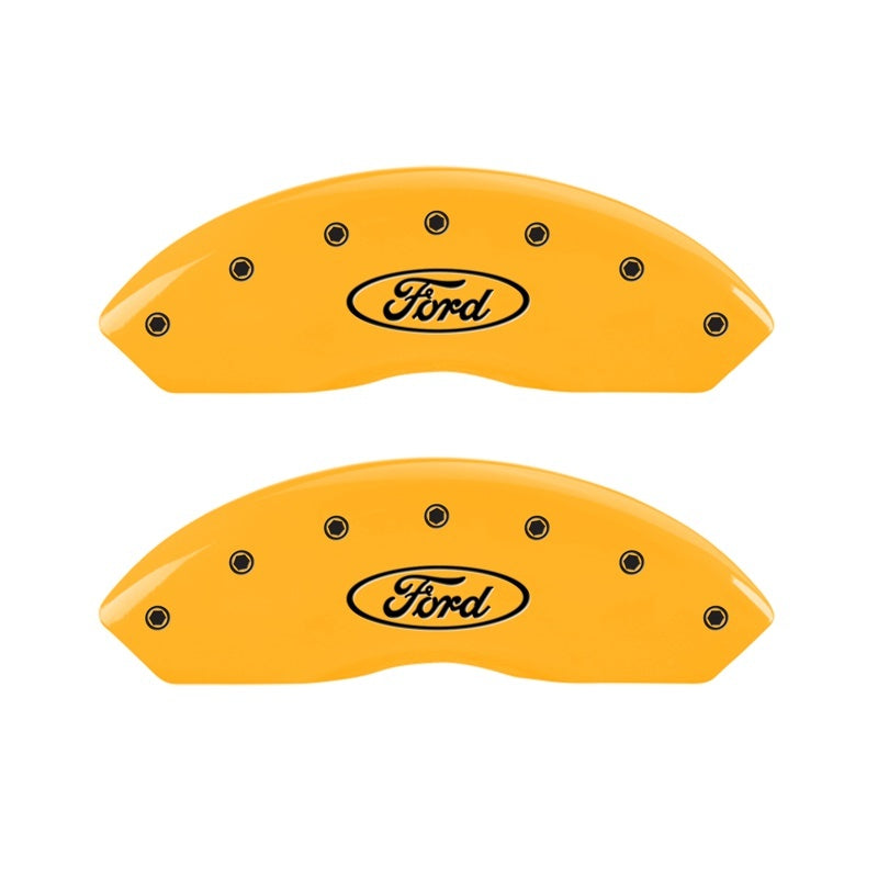 MGP 2 Caliper Covers Engraved Front Oval Logo/Ford Yellow Finish Blk Char 2011 Ford Focus - 10155FFRDYL