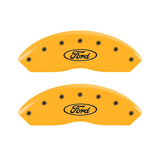 MGP 2 Caliper Covers Engraved Front Oval Logo/Ford Yellow Finish Blk Char 2011 Ford Focus - 10155FFRDYL