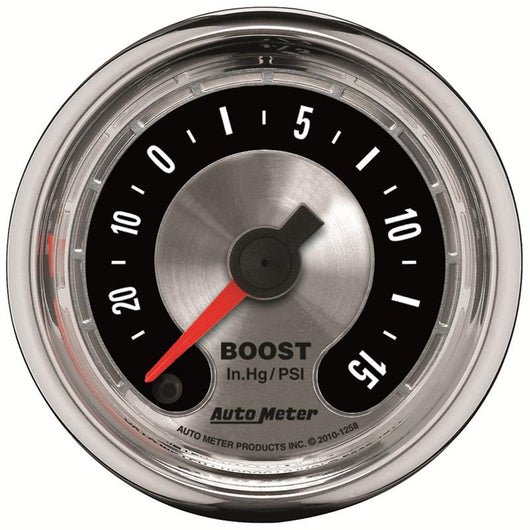 Autometer American Muscle 52mm Full Sweep Electric 30 In Hg.-Vac/15PSI Boost Vacuum Gauge - 1258