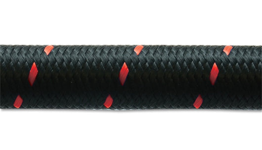 Vibrant -6 AN Two-Tone Black/Red Nylon Braided Flex Hose (10 foot roll) - 11966R