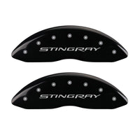 MGP 4 Caliper Covers Engraved Front & Rear Stingray Black finish silver ch - 13009SSTYBK