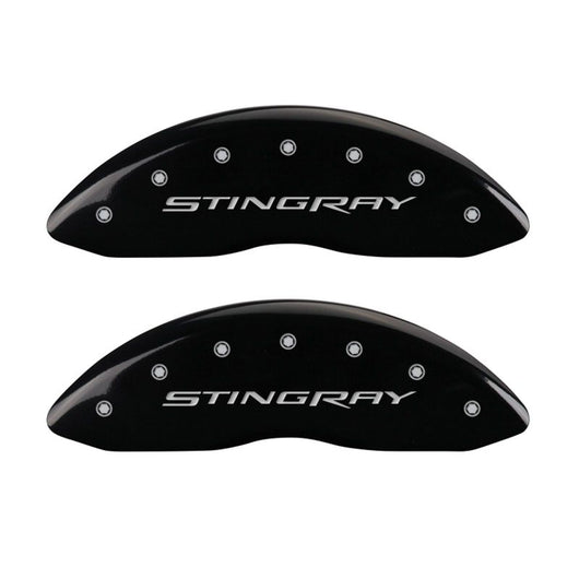 MGP 4 Caliper Covers Engraved Front & Rear Stingray Black finish silver ch - 13009SSTYBK