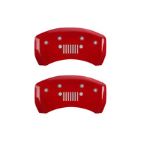 MGP 4 Caliper Covers Engraved Front JEEP Engraved Rear JEEP Grill logo Red finish silver ch - 42012SJPLRD