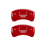 MGP 4 Caliper Covers Engraved Front JEEP Engraved Rear JEEP Grill logo Red finish silver ch - 42016SJPLRD