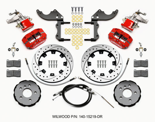 Wilwood Dynapro Radial4 / MC4 Rear Kit 12.19 Drilled Red 2014-2015 Mini Cooper w/Lines & Cables - 140-15219-DR