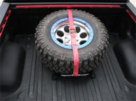 N-Fab Bed Mounted Rapid Tire Strap Universal - Gloss Black - Red Strap - BM1TSRD