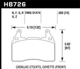 Hawk 2014 Chevrolet Corvette PC Front Brake Pads - HB726Z.582
