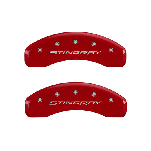 MGP 4 Caliper Covers Engraved Front & Rear Stingray Red finish silver ch - 13084SSTYRD