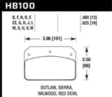 Hawk Wilwood DL/Outlaw/Sierra DTC-50 Brake Pads - HB100V.625