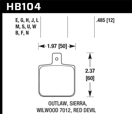 Hawk Sierra/Outlaw/Wilwood HPS Street Brake Pads - HB104F.485