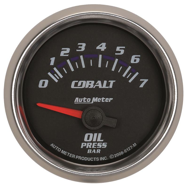 Autometer Cobalt 52mm 0-7 BAR Short Sweep Electric Oil Pressure Gauge - 6127-M
