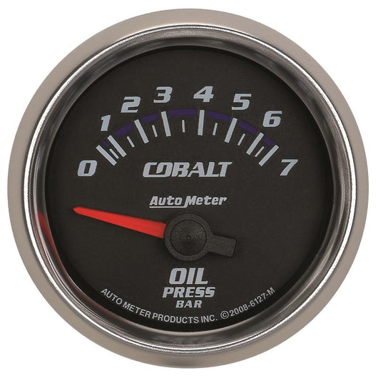 Autometer Cobalt 52mm 0-7 BAR Short Sweep Electric Oil Pressure Gauge - 6127-M