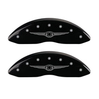 MGP 4 Caliper Covers Engraved Front & Rear Style 1/Chrysler Wing Black finish silver ch - 32010SCW1BK