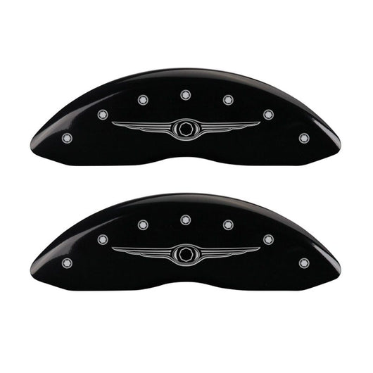 MGP 4 Caliper Covers Engraved Front & Rear Style 1/Chrysler Wing Black finish silver ch - 32004SCW1BK