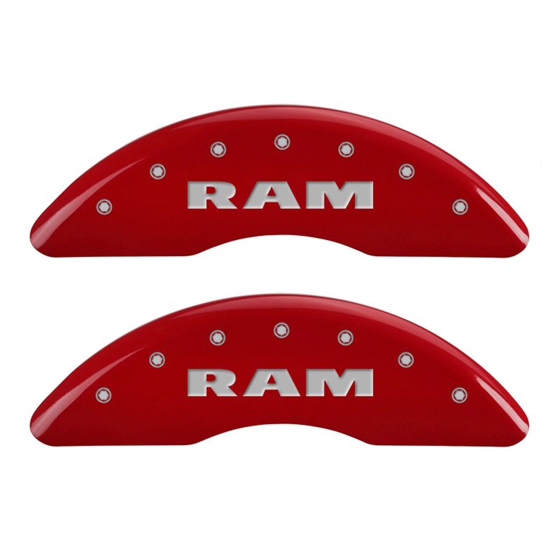 MGP 4 Caliper Covers Engraved Front RAM Engraved Rear RAMHEAD Red finish silver ch - 55002SRMHRD