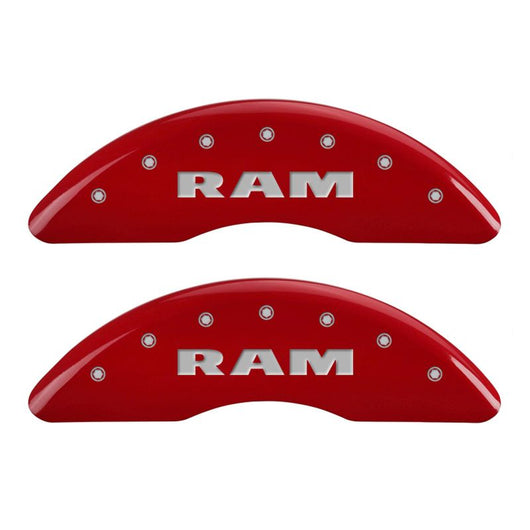 MGP 4 Caliper Covers Engraved Front RAM Engraved Rear RAMHEAD Red finish silver ch - 55002SRMHRD