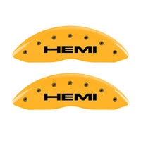 MGP 4 Caliper Covers Engraved Front & Rear Hemi Yellow Finish Black Char 2006 Jeep Commander - 42002SHEMYL