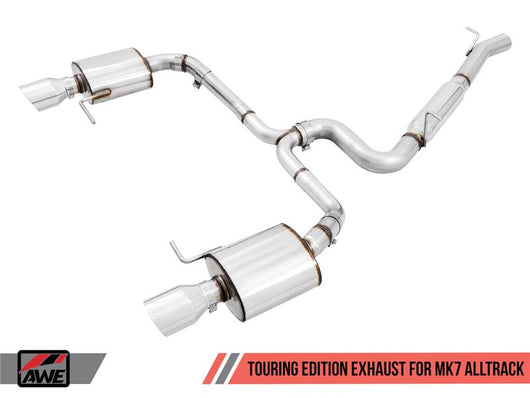 AWE Tuning VW MK7 Golf Alltrack/Sportwagen 4Motion Touring Edition Exhaust - Polished Silver Tips - 3015-32098