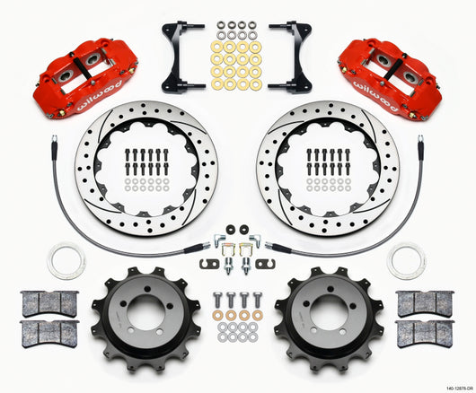 Wilwood Narrow Superlite 4R Rear Kit 12.88in Drilled Red 99-05 WRX / 99-07 Impreza - 140-12878-DR