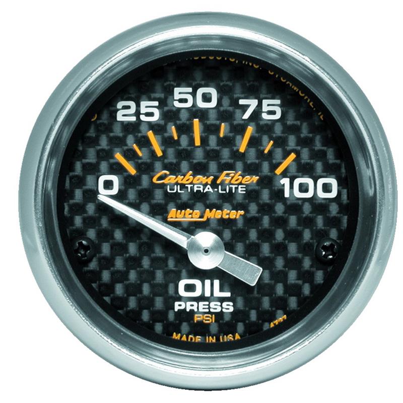 Autometer Carbon Fiber 52mm 100 PSI Electronic Oil Pressure Gauge - 4727