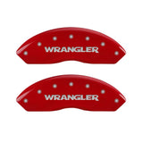 MGP 4 Caliper Covers Engraved Front & Rear WRANGLER Red finish silver ch - 42007SWRGRD