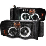 ANZO 2002-2005 Dodge Ram 1500 Projector Headlights w/ Halo Black G2 - 111198