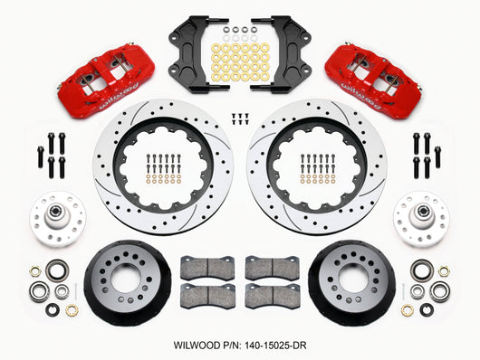 Wilwood AERO6 Front Hub Kit 15.00 Drilled-Red WWE ProSpindle - 140-15025-DR
