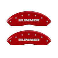 MGP 4 Caliper Covers Engraved Front & Rear Hummer Red finish silver ch - 52003SHUMRD