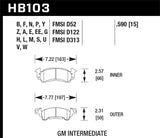 Hawk 1975-1975 Buick Apollo SR HPS 5.0 Front Brake Pads - HB103B.590