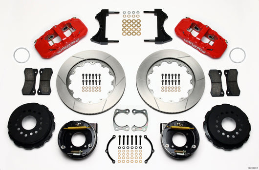 Wilwood AERO4 Rear P-Brake Kit 14.00in Red Chevy 12 Bolt w/ C-Clips - 140-10943-R