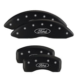 MGP 4 Caliper Covers Engraved Front & Rear Oval logo/Ford Black finish silver ch - 10198SFRDBK