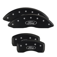 MGP 4 Caliper Covers Engraved Front & Rear Oval logo/Ford Black finish silver ch - 10198SFRDBK
