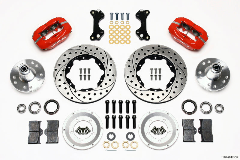 Wilwood Forged Dynalite Front Kit 11.00in Drilled-Red WWE ProSpindle - 140-9917-DR