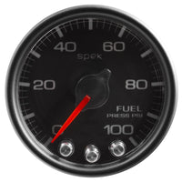 Autometer Spek-Pro Gauge Fuel Press 2 1/16in 100psi Stepper Motor W/Peak & Warn Blk/Blk - P31432