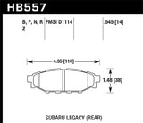 Hawk 08 WRX Rear HP+ Street Brake Pads - HB557N.545