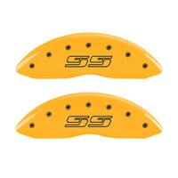 MGP 4 Caliper Covers Engraved Front & Rear Avalanche style/SS Yellow finish black ch - 14004SSS1YL