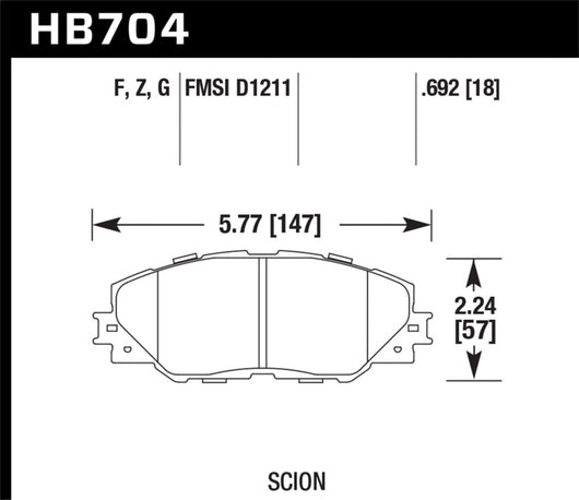 Hawk 06-09 Toyota RAV4 / 10-13 Toyota Matrix Performance Ceramic Front Brake Pads - HB704Z.692